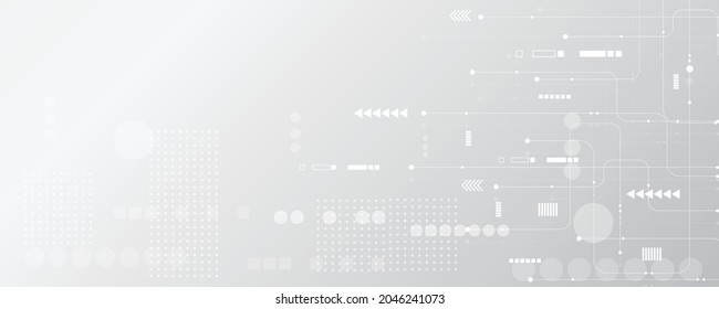 Grey White Abstract Technology Background, Hi Tech Digital Connect, Communication, High Technology Concept, Science Background