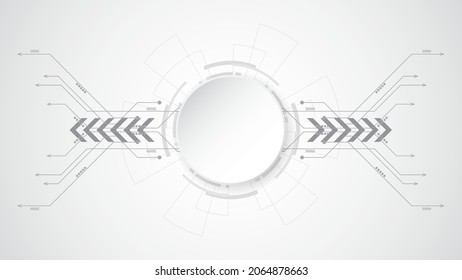 Blanco gris Resumen fondo de la tecnología con varios elementos de la tecnología Fondo de innovación del concepto de comunicación de alta tecnología Círculo espacio vacío para tu texto