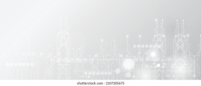 Grey white Abstract technology background, Hi tech digital connect, communication, high technology concept, science, technology background