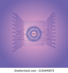 Grey white Abstract technology background with various technology elements Hi-tech communication concept innovation background Circle empty space for your text