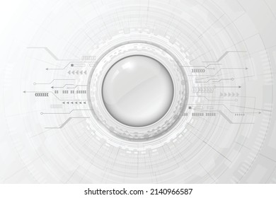 Grey white Abstract technology background with various technology elements Hi-tech communication concept innovation background.