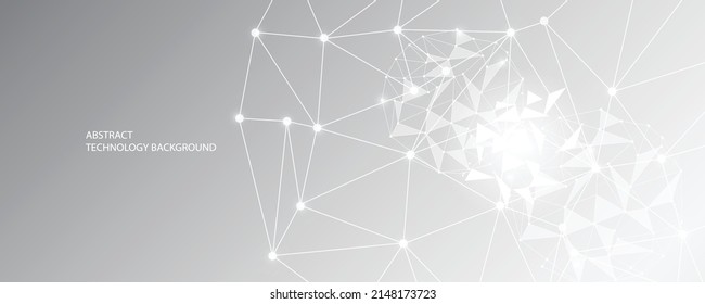 Grey white Abstract technology background, Hi tech digital connect, communication, high technology concept, science, technology background