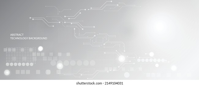 Grey white Abstract technology background, Hi tech digital connect, communication, high technology concept, science, technology background