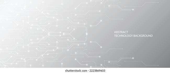 Grey white Abstract technology background, Hi tech digital connect, communication, high technology concept, science