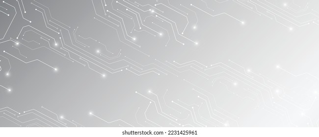 Grey white Abstract technology background, Hi-tech digital connect, Communication, High technology concept, Science background
