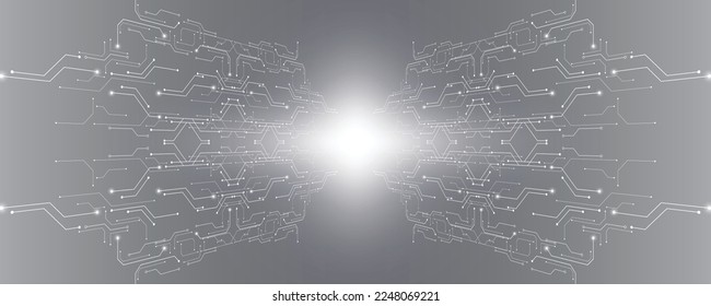 Grey white Abstract technology background, Hi tech digital connect, communication, High technology concept
