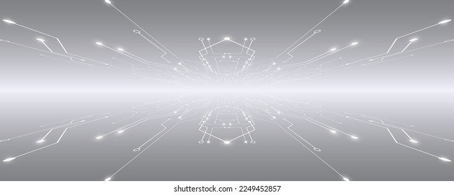Grey white Abstract technology background, Hi tech digital connect, communication, High technology concept