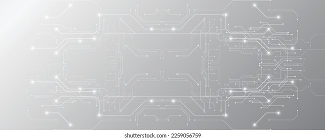 Grey white Abstract technology background, Hi-tech digital connect, Communication, High technology concept, Science background