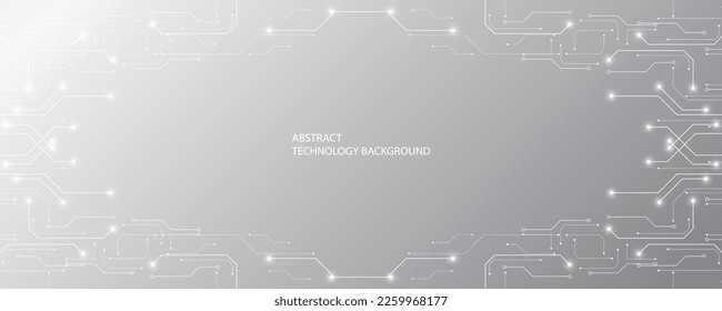 Grey white Abstract technology background, Hi-tech digital connect, Communication, High technology concept, Science background