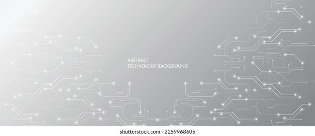 Grey white Abstract technology background, Hi-tech digital connect, Communication, High technology concept, Science background
