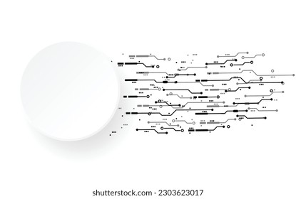 Grey white Abstract technology background with various technology elements Hi-tech communication concept innovation background Circle empty space for your text