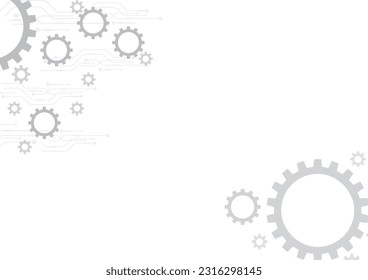 Grey white Abstract technology background. Vector illustration white gear wheel, Hi-tech digital technology and engineering, digital telecoms technology concept, Abstract futuristic- technology.