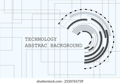 Grey and white Abstract technology background. various technology elements Hi-tech communication concept innovation background Circle 