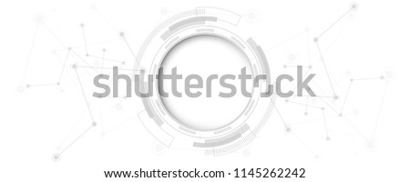  Grey white Abstract technology background with various technology elements Hi-tech communication concept innovation background Circle empty space for your text
