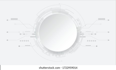Grauweißer Hintergrund für abstrakte Technologie, High-Tech-Digital-Verbindung, Kommunikation, High-Tech-Konzept, Wissenschaft, technologischer Hintergrund