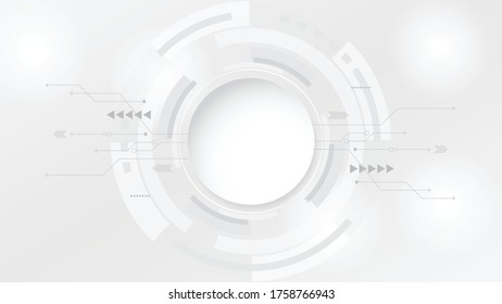 Grauweißer Hintergrund für abstrakte Technologie, High-Tech-Digital-Verbindung, Kommunikation, High-Tech-Konzept, Wissenschaft, technologischer Hintergrund