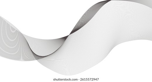 Grey and white abstract wavy flowing particles. White paper wave and curve line background. Digital futuristic technology concept. Vector illustration