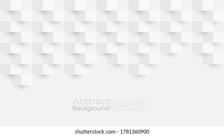 Grey And White Background With Abstract Checkered Pattern. Creative Solution For Invitation, Card, Presentation Or Booklet Design. Blank Template. Vector Paper Illustration.