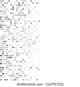 Grey White Background. Circles background. Random Dots. Grey and White shades. Grey background for your design. Digital. Mosaic effect. Halftone vector.