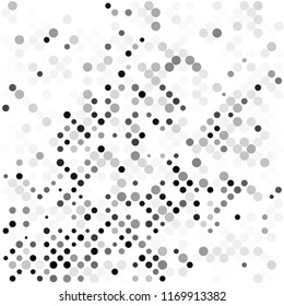 Grey White Background. Circles background. Random Dots. Grey and White shades. Grey background for your design. Digital. Mosaic effect. Halftone vector.