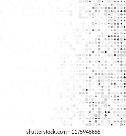 Grey White Background. Circles background. Random Dots. Grey and White shades. Grey background for your design. Digital. Mosaic effect. Halftone vector.