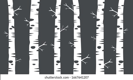grey and white birch tree trunks design, decorative forest vector background