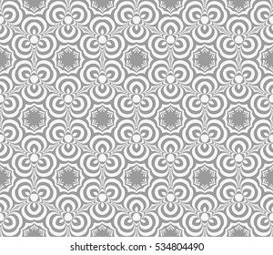 grey, white color floral geometric pattern. Modern seamless vector illustraion. illusion for design, wallpaper