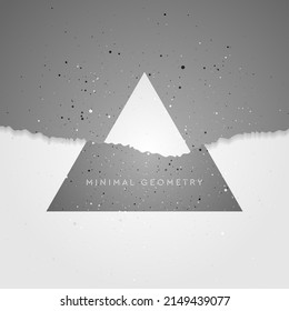 Grey white concept minimal background with ragged edge and triangle. Vector design