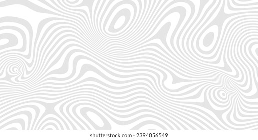 Grey and white contrast abstract poster design with optical interference effect. Illusion of movement for banner, flier, invitation, cover, business card. Vector illustration