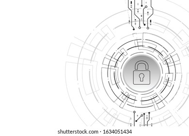 Grey white  Cyber security technology concept , Shield With Keyhole icon , personal data , vector illustration