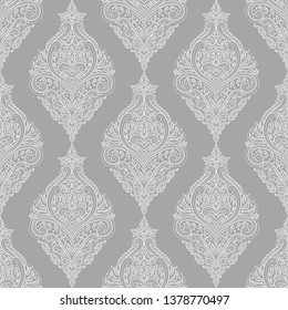 Patrón transparente gris y blanco. Motivos tradicionales turcos e indios. Excelente para tejidos y tejidos, papel pintado, embalaje o cualquier idea deseada.