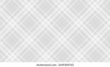 Grey and white diagonal plaid fabric texture background. Luxury plaid checkered seamless pattern.
