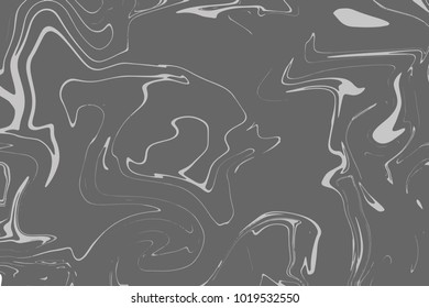 Grey and white digital marbling background. Liquid surface backdrop. Monochrome suminagashi vector for web design or festival invitation. Fluid color pattern. Traditional Turkish ebru technique