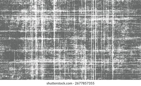 Um padrão de grade angustiado cinza e branco com uma textura áspera e arranhada.