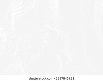 Grey and white dotted lines background with copyspace area. Black and white colored halftone effect perspective background.