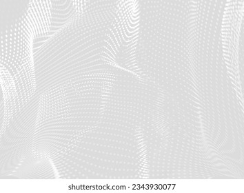 Grey and white dotted lines background with copyspace area. Black and white colored halftone effect perspective background.