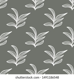 Grey and white floral seamless pattern in a modern style. Graphic vector background. Ornament for fabric, wallpaper, packaging.