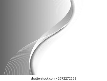 Grey white flowing elegant waves abstract minimal background. Vector design