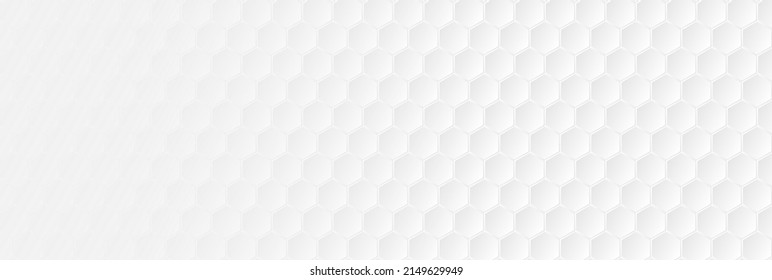 Grey white geometric hexagons abstract technology background. Light modern futuristic vector banner design