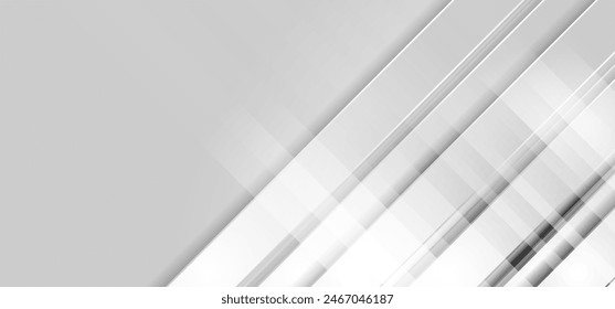 Grauer und weißer geometrischer minimaler abstrakter Streifenhintergrund. Vektorgrafik Tech Corporate Design