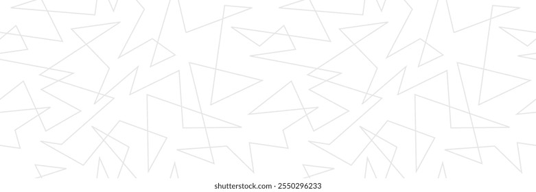 Grey and white geometric pattern. Seamless angular sharp line vector graphic print design. Random diagonal lines chaos.