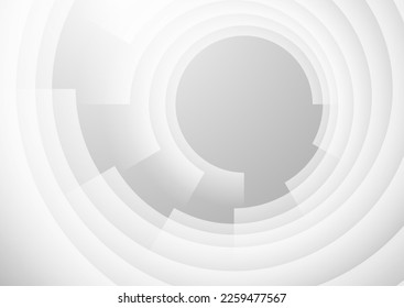 Grauweißes, geometrisches, abstraktes Konzept der Technik rund um den wirren Hintergrund. Vektordesign