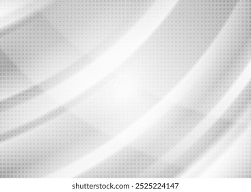 Branco cinzento geométrico tecnologia abstrata ondulado fundo mínimo com pontos de meio-tom. Design vetorial futurista