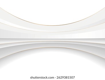 Grey and white geometric tech abstract background with golden lines. Vector graphic design