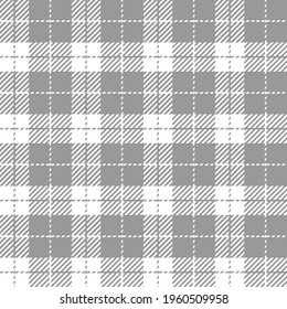 Grey and white gingham. Seamless vector plaid pattern suitable for women’s or men’s fashion, home decor, stationary or branding.