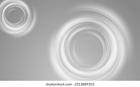 Grey white glowing shiny circles abstract background. Vector design