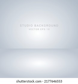 Grey and white gradient background. Studio room concept, template mock up for display of content. Abstract gray glow backdrop wall display. Simple modern plain space for photo product. Vector EPS 10