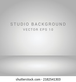 Grey and white gradient background. Studio room concept, template mock up for display of content. Abstract gray glow backdrop wall display. Simple modern plain space for photo product. Vector EPS 10