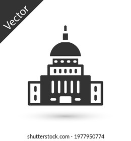 Grey White House icon isolated on white background. Washington DC.  Vector