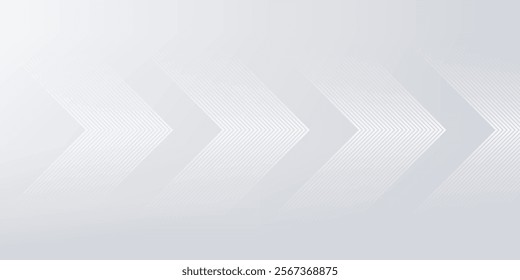 Grey white minimal arrows abstract technology background. Vector banner graphic design